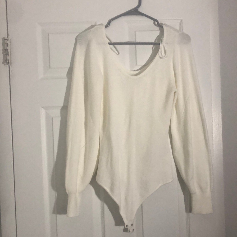 Cream long sleeve bodysuit